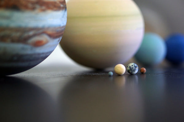 The 8 planets of the Solar System to scale