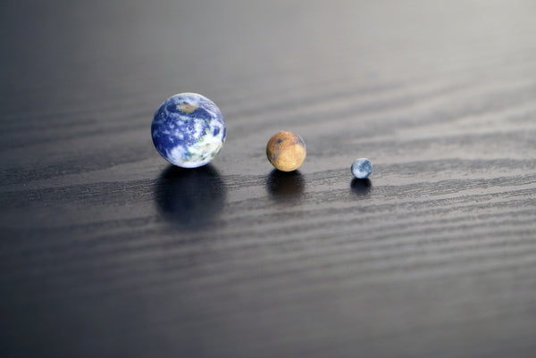 Tiny Earth, Mars & Moon to scale