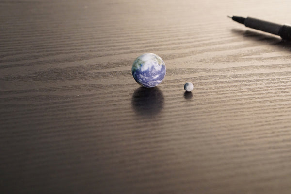Tiny Earth & Moon to scale