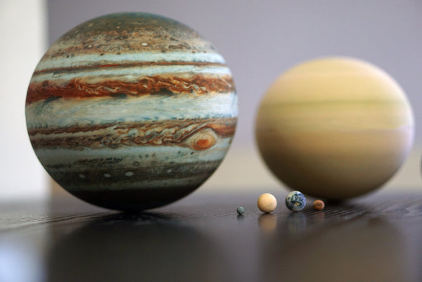 The 8 planets of the Solar System to scale