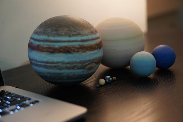 The 8 planets of the Solar System to scale